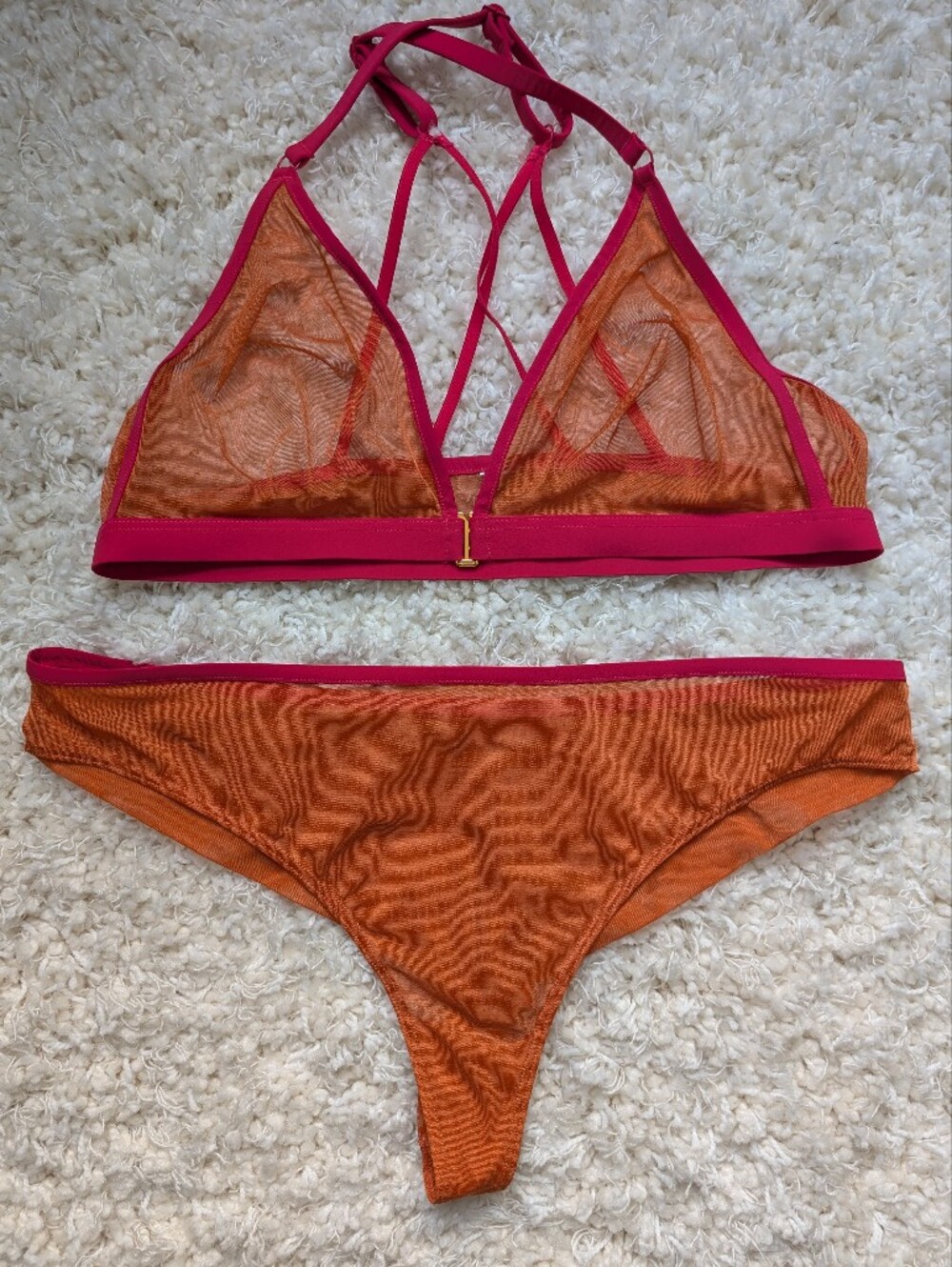 Mesh Strappy Bralette And Cheeky Panty